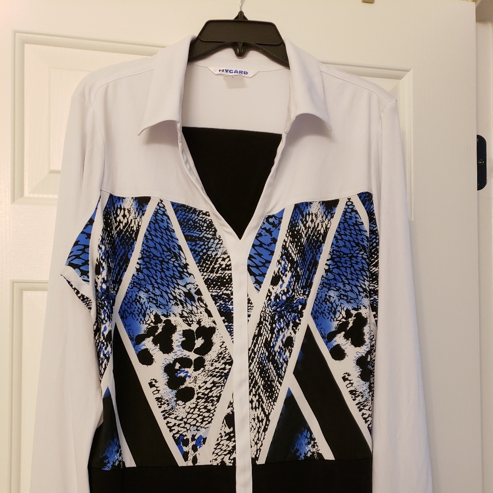 Golf Shirt; Blue, Black, White, Long Sleeved Shirt